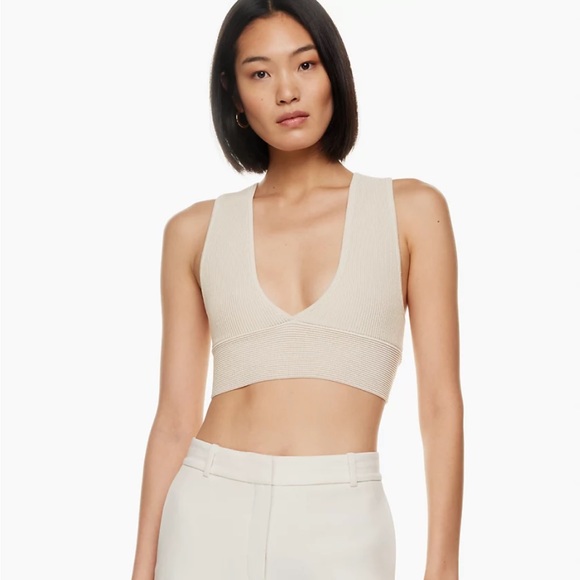 NWT Babaton Sculpt Knit Deep V Tank in Grapefruit Coral - Picture 6 of 6